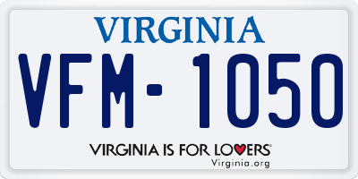 VA license plate VFM1050