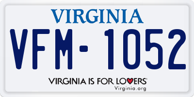 VA license plate VFM1052
