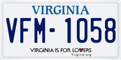 VA license plate VFM1058