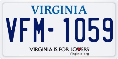 VA license plate VFM1059