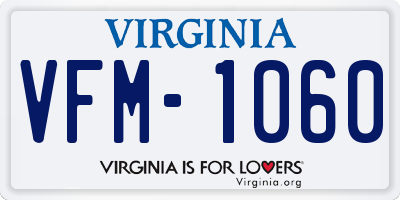 VA license plate VFM1060