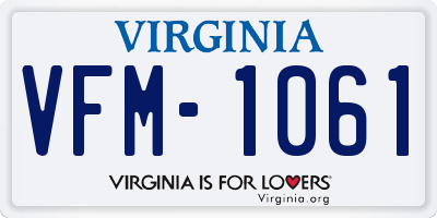 VA license plate VFM1061