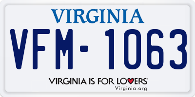 VA license plate VFM1063