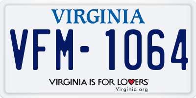 VA license plate VFM1064