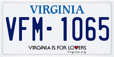VA license plate VFM1065