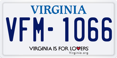 VA license plate VFM1066