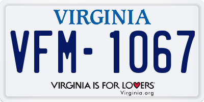 VA license plate VFM1067