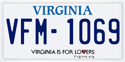 VA license plate VFM1069