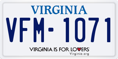VA license plate VFM1071