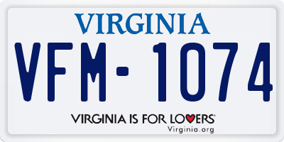 VA license plate VFM1074