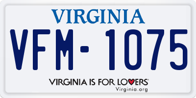 VA license plate VFM1075