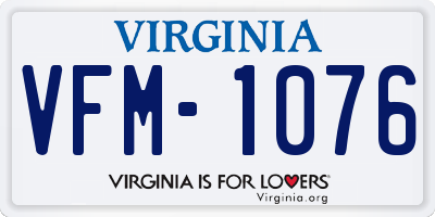 VA license plate VFM1076
