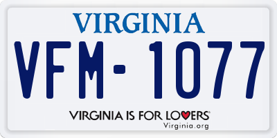 VA license plate VFM1077
