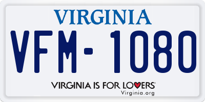 VA license plate VFM1080