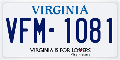 VA license plate VFM1081