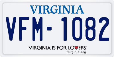 VA license plate VFM1082