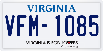 VA license plate VFM1085