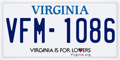 VA license plate VFM1086