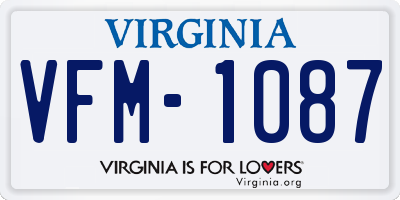 VA license plate VFM1087