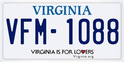 VA license plate VFM1088