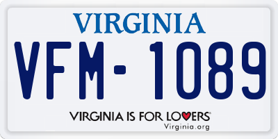 VA license plate VFM1089