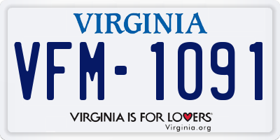 VA license plate VFM1091