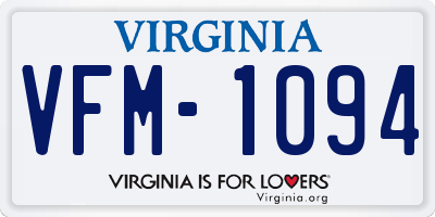 VA license plate VFM1094