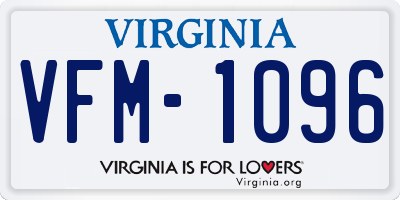 VA license plate VFM1096