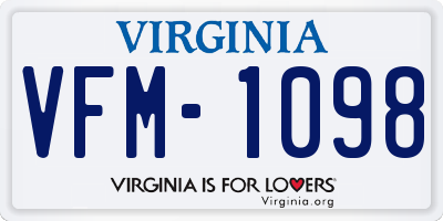 VA license plate VFM1098