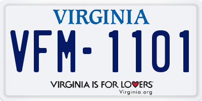 VA license plate VFM1101