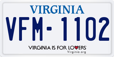 VA license plate VFM1102