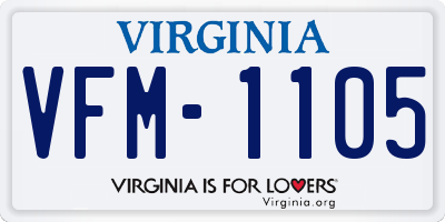 VA license plate VFM1105