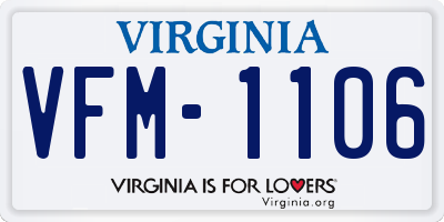 VA license plate VFM1106
