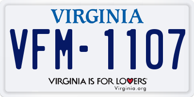 VA license plate VFM1107