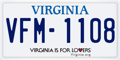 VA license plate VFM1108