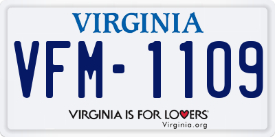 VA license plate VFM1109