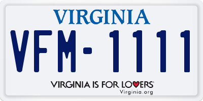 VA license plate VFM1111