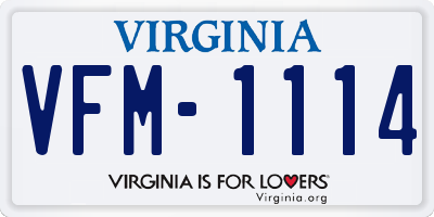 VA license plate VFM1114