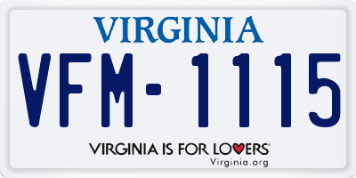 VA license plate VFM1115