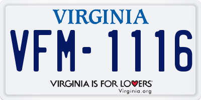 VA license plate VFM1116