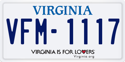 VA license plate VFM1117