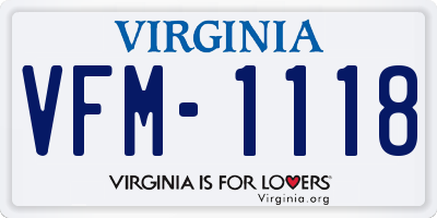 VA license plate VFM1118