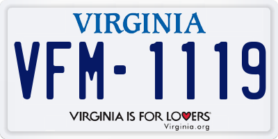 VA license plate VFM1119