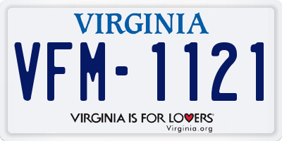 VA license plate VFM1121