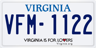 VA license plate VFM1122