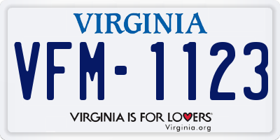 VA license plate VFM1123