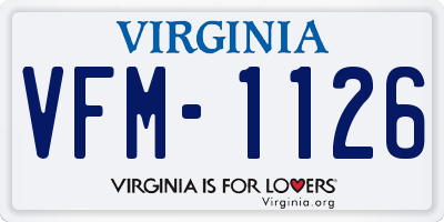 VA license plate VFM1126