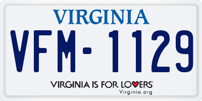 VA license plate VFM1129