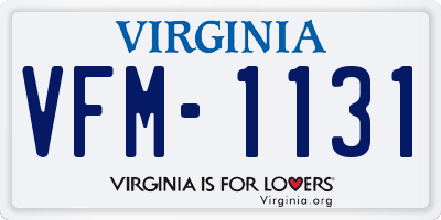 VA license plate VFM1131
