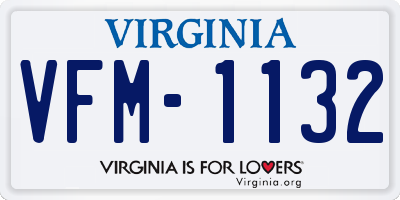 VA license plate VFM1132